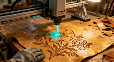 Diode laser engraving on leather