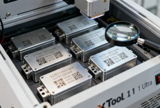Industrial parts marking with serial numbers and QR codes
