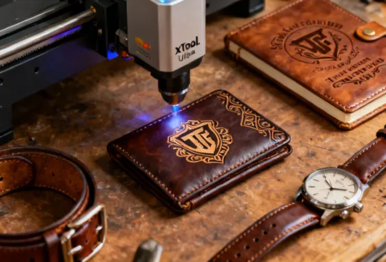 Laser engraving on leather goods